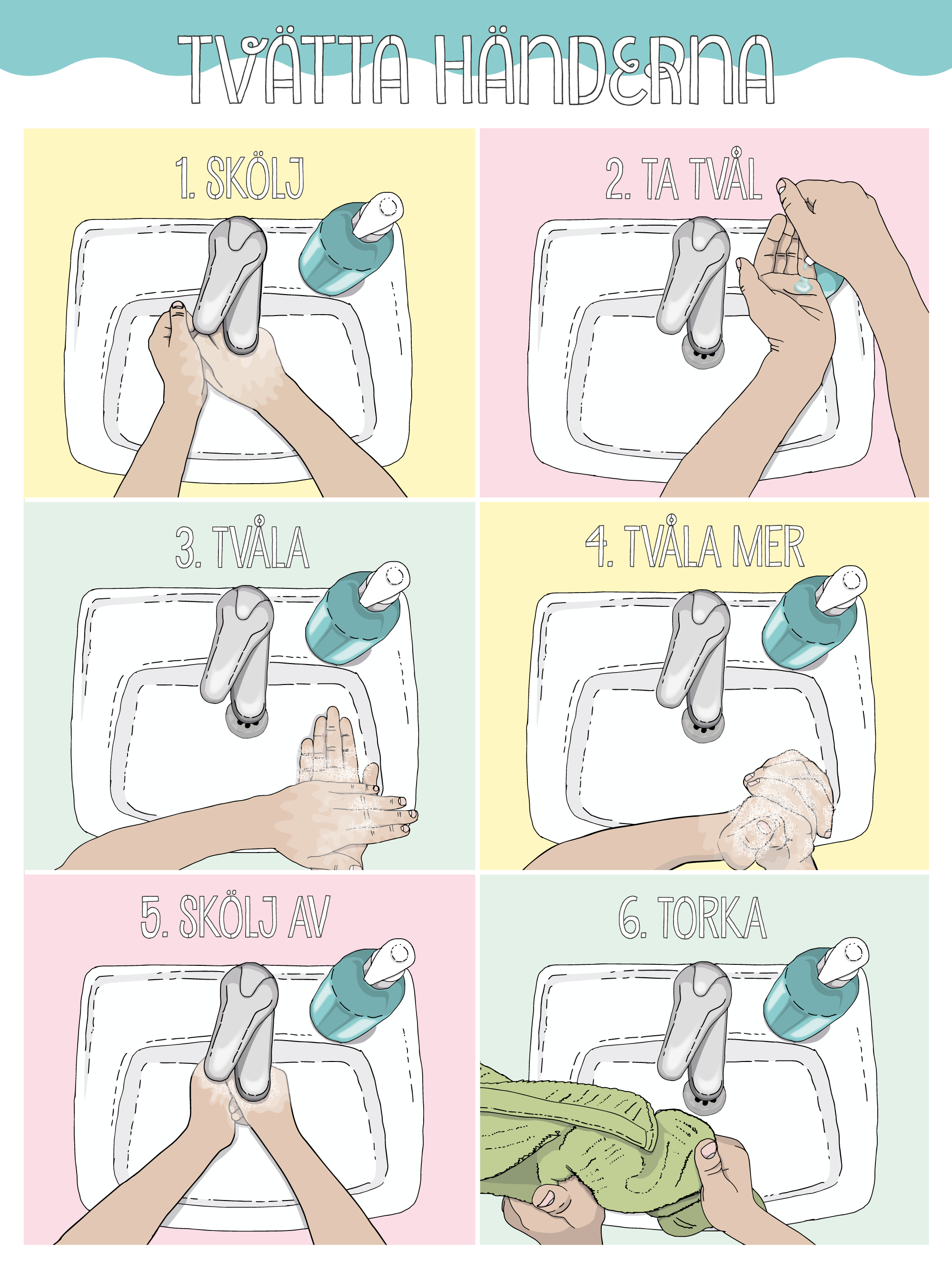 Tvätta händerna - ljus hudfärg
